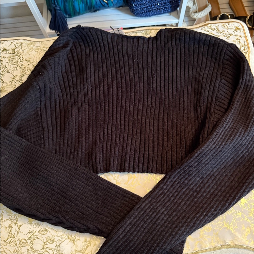 Edikted Black Textured Long Sleeve Top - Picture 4 of 4